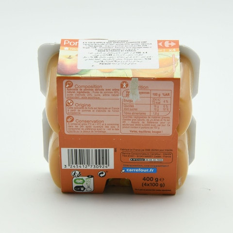 Carrefour Apple And Apricot Compote 100gx4