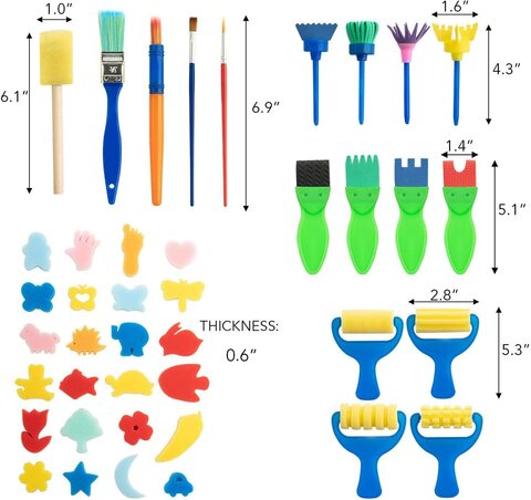 JMD 42pcs Painting Kits for Kids Early Learning Kids Paint Set Sponge Painting Brushes Kids Painting Kits Early DIY Learning Drawing Kit
