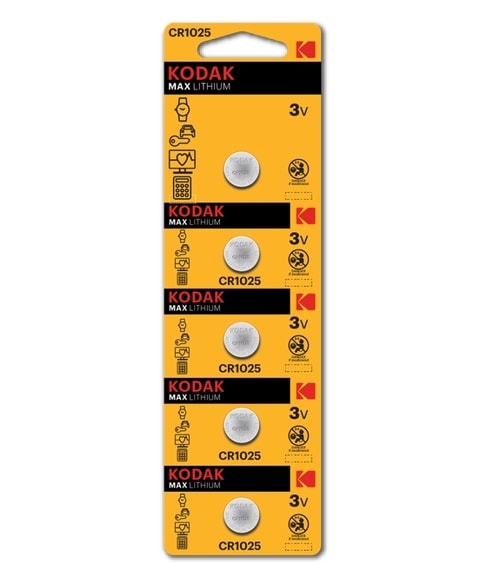 KODAK MAX CR1025 Lithium 3V Batteries &ndash; 5 Pieces