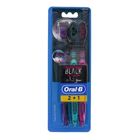 Oral B Toothbrush Black Medium 2+1