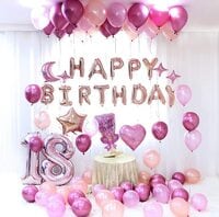 Rose Gold Happy Birthday Balloons Banner, 16 Inch Mylar Foil Letters Birthday Sign for Girls Boys Kids &amp; Adults Birthday Decorations and Party Supplies