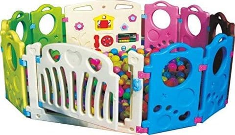 Rainbow Toys, Children Toddler Kids Playing Safety Playpens Baby Play Fence 12Pcs Set (Multi Colour), Rbwtoy16332
