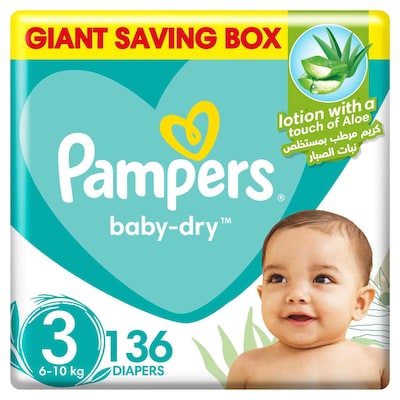 Pampers Baby Nappy Pants Size 6 (15+ kg/33 Lb), Baby-Dry, 128