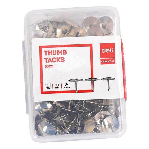 Deli Essential Thumb Tacks Silver 10mm
