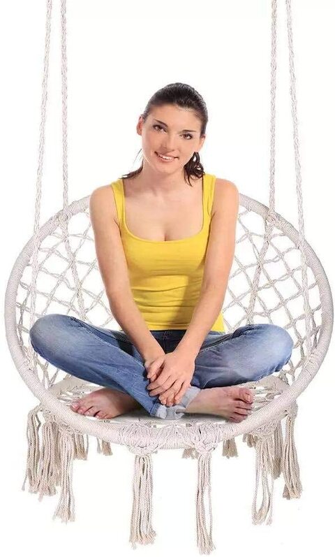 Walsport deluxe hammock rope chair patio porch discount yard tree hanging air swing outdoor new