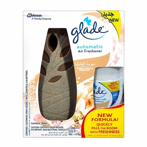 Glade Automatic Spray Holder with Sheer Vanilla Embrace Air Freshener Spray - 269 ml