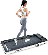 Sparnod Fitness STH-3040 Ultra Slim 2-In-1 Foldable Home Use Treadmill Under Desk Walking Pad Fits Under Bed/Sofa, No Installation Required, 4 HP Peak Motor, 110kg Weight Capacity, Bluetooth Speakers