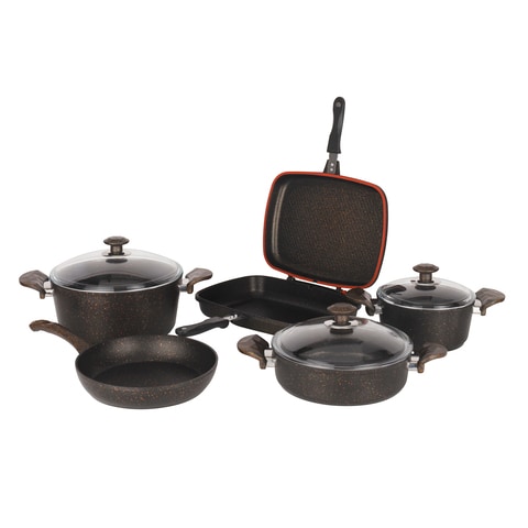 Royal Ford 9Pcs Scoria Granite Coating Cookware Set