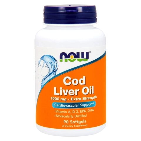Now Cod Liver Oil 1000mg Cardiovascular Support Dietary Supplement 90 Softgels