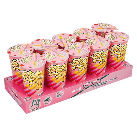 Meiji Yan Yan Creamy Strawberry Flavoured Biscuits 50g