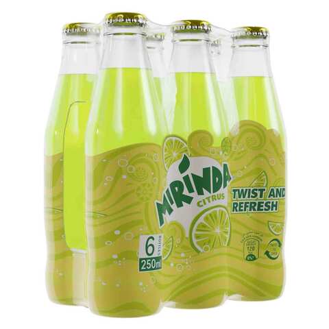 Buy Mirinda Citrus, Carbonated Soft Drink, Glass Bottle, 250ml x 6 in Saudi Arabia