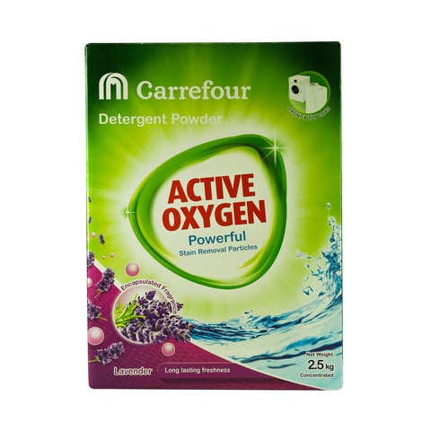 Carrefour Active Oxygen Powerful Front And Top Load Lavender Detergent 2.5kg