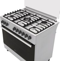 Hisense 90x60cm Free-Standing 5 Gas Cooker With Cast Iron Grill, 105 Liters Multifunction Oven, Stainless Steel HGI9B21S