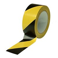 Hazard Warning Tape, 2&quot; x 20 yards Black and Yellow Adhesive Safety Tape, Caution Barricade Construction Tape for Dangerous Areas, Walls, Pipes, Equipment PVC Floor Marking tape