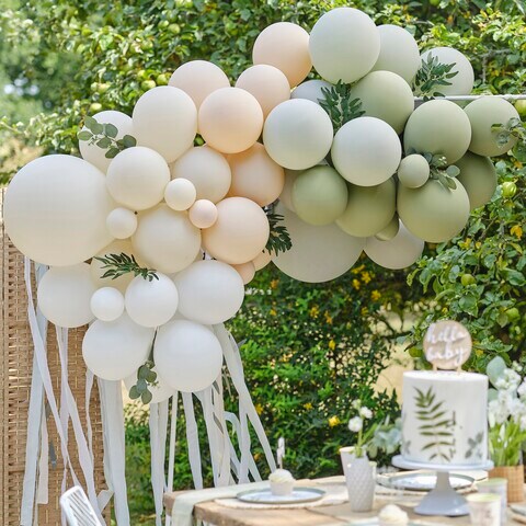 Buy Balloon Arch Streamers and Leaves Green and Nude Online - Shop Home &  Garden on Carrefour UAE
