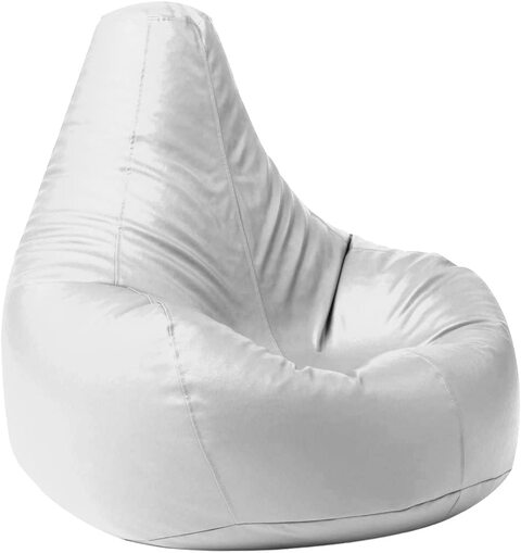 Luxe Decora Faux Leather Tear Drop Recliner Bean Bag Cover Only No Filling (L, White)