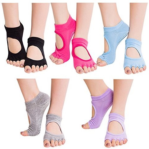 HuaQi Yoga Socks Toeless Pilates Gym Grip Non  