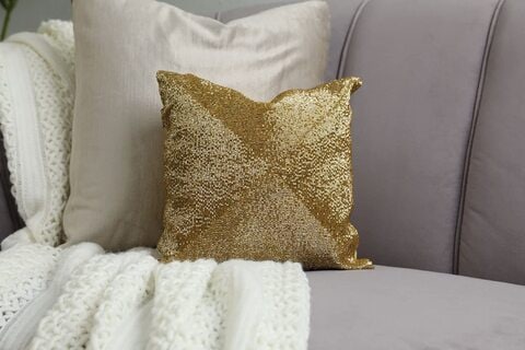 Buy PAN Home Fiesta Beaded FilLED Cushion Gold 30X30cm Online