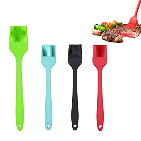 Generic 4 Pcs - Heat Resistant Silicone Brushes For Marinating Meats, Bbq Sauce, Pastries, Oils, Butter, Sauces, Desserts, Turkey, Grill, Roast, Multicolor