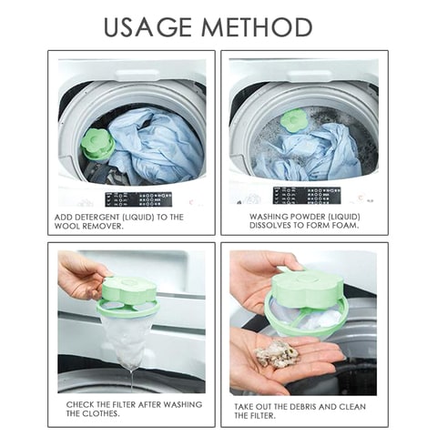 Generic-Filter Bags Net Washing Machine Floating Laundry Lint Hair Catcher Green 2PCS