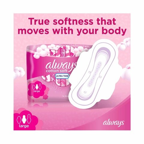 Always Cotton Soft Ultra Thin Large sanitary Count with Wings 8 Pads
