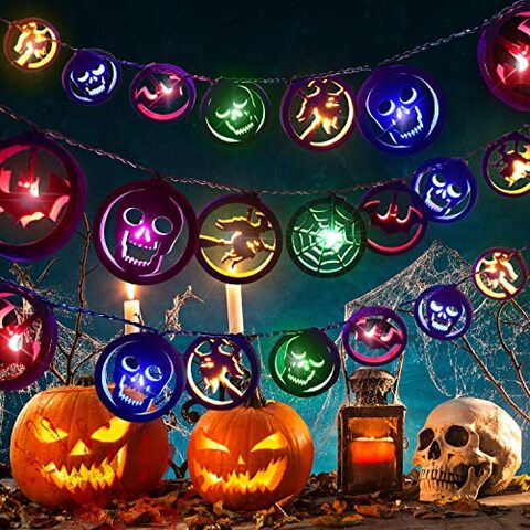 Fussion Halloween Lights Outdoor 9.8Ft 20 Wooden Halloween String Lights Decorations Battery Operated Halloween Decor For Halloween Outdoor Yard