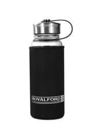 Royalford Glass Water Bottle With Cover Clear/Black