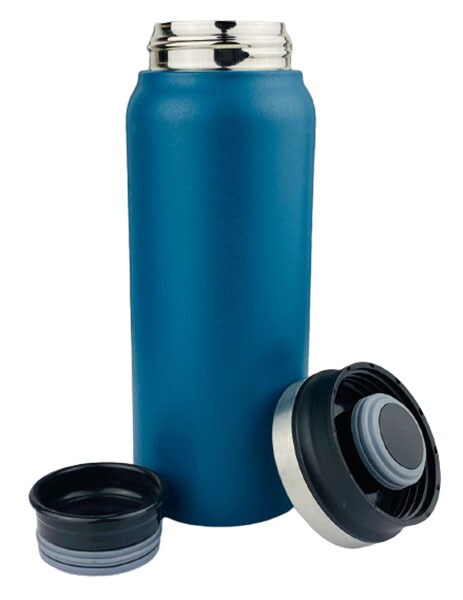 Metal Thermos Stainless Steel Vacuum Insulated Travel Tumbler, Durable Insulated Coffee Mug, Thermal Cup with Double Partition SEALING Ring - 600ml (BLUE)