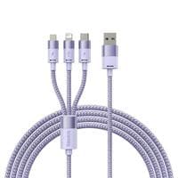 3 in 1 Multi Charging Cable, Nylon Braided USB to Lightning &amp; USB-C Multi Charger Cord for Multiple Devices Apple &amp; Android Fast Charger for iPhone 14/13/12/11/8/iPad Pro, Samsung Series 1.2M Purple
