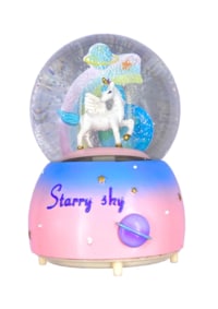 ZK Simple Design Romance Snow Crystal Ball Music Box Gift Transparent Round Ball Dream Blue