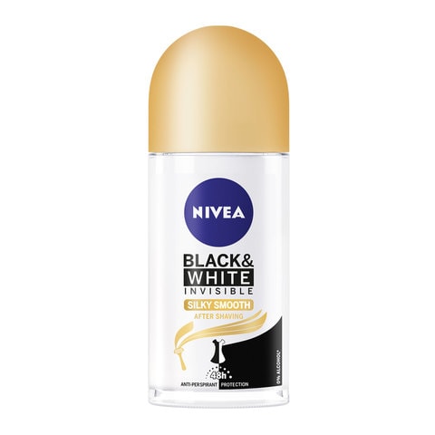 NIVEA Antiperspirant Roll-on for Women, 48h Protection, Black &amp; White Invisible Silky Smooth Shaving, 50ml