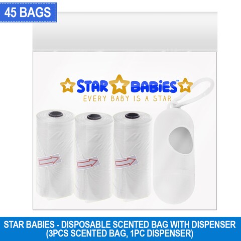 Star Babies Scented Bag Pack of 3 with Dispenser - White
