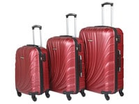 Senator Hard Case Trolley Luggage Set of 3 Suitcase for Unisex ABS Lightweight Travel Bag with 4 Spinner Wheels KH115 Burgundy