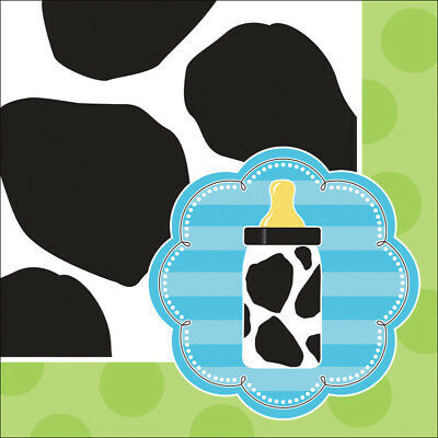 Baby Cow Print - Boy Beverage Napkins 3-Ply