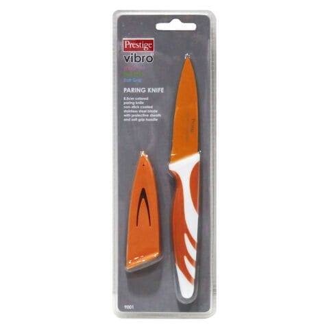 Prestige Vibro Paring Knife With Cover PR9001 Orange And White 8.5cm