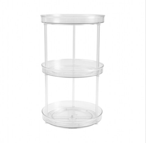 Turnable Cabinet Organizer Clear Plastic Spinning Kitchen Spices Storage Organizer for Cabinet Pantry Fridge Countertops (3 Tier 1pcs)GC2398A