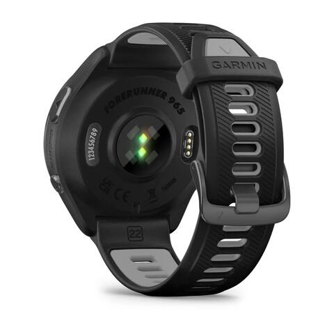 Garmin Forerunner 965 Premium GPS Running And Triathlon Smartwatch, Carbon Grey DLC Titanium Bezel With Black Case And Black/Powder Grey Silicone Band, 010-02809-10
