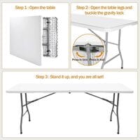 HEXAR&reg; Heavy Duty Multipurpose Camping Table Portable Folding Table Picnic Dining table Centerfold Ideal for Crafts Outdoor Events Lightweight and Durable Table with Carry Handle (L180 W74 H74 CM)