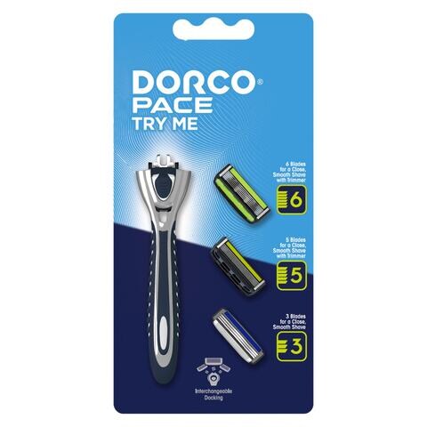 Dorco Pace Try Me Razor With Cartridge Blue 4 PCS price in UAE ...