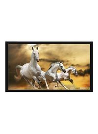 Spoil Your Wall Running Horse Framed Poster White/Brown 55x40cm