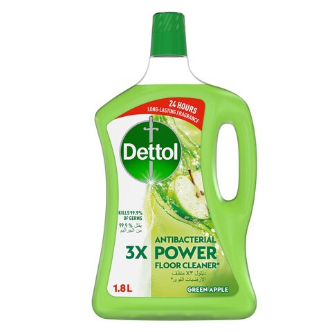Dettol Antibacterial Power Floor Cleaner , Green Apple Fragrance, 1.8L