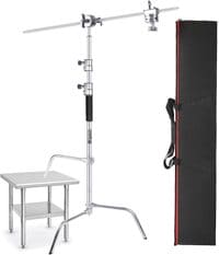 COOPIC C Stand C40SC Heavy Duty Light Stand Height 150-330cm with Sliding up-down Leg, 127cm Boom Arm, Grip Heads and Bag for Photo Studio Photography Strobe Light Video Umbrella Softbox Monolight