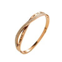 JANNAH Women&#39;s Fashion Bracelet | Roman Numerals Classic Thin Cross Bangle with Cubic Zirconia Inlaid Bracelet Jewelry Gifts for Women Ladies (Gold Plated)