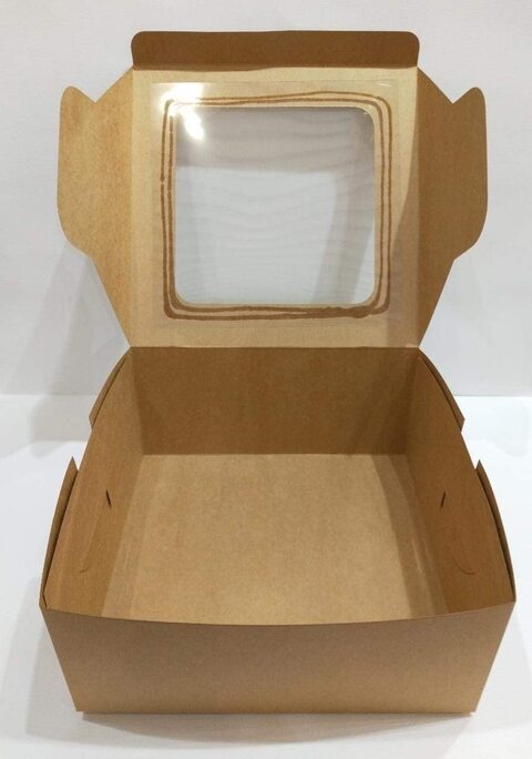 Red Dot Gift Bakery Boxes With Clear Window (Pack Of 10/50/100) - 10&quot; X 10&quot; X 4.8&quot; (26 * 26 * 12cm) - Brown Kraft Paper Box For Pie, Cookies, Cake, Or Cupcakes (10)