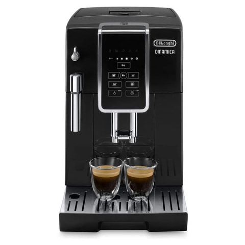 DeLonghi Dinamica ECAM 350.15.B fully automatic coffee machine (1450 watts, digital display, milk frother, favorite drinks at the push of a button, removable brew group, 2-cup function) black