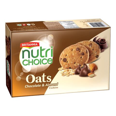 Britannia Nutri Choice Oats Chocolate And Almond Cookies 65g Pack of 8