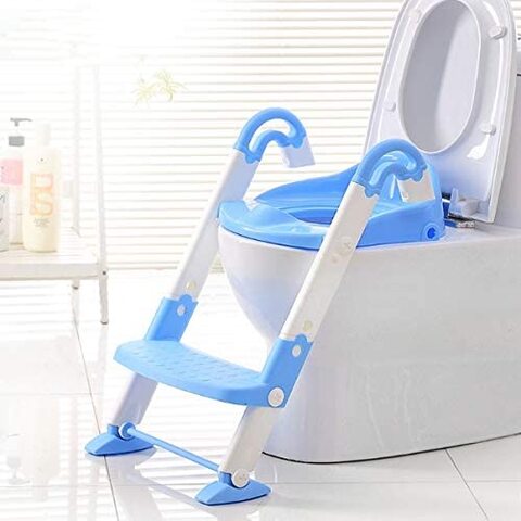 اشتري 3 in 1 Baby Toddler Kids Potty Toilet Training Safety Adjustable Ladder Seat Chair Step (BLUE) في الامارات