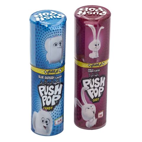 Bazooka Push Pop Blueberry And Cola Flavoured Candy 15g Pack of 20