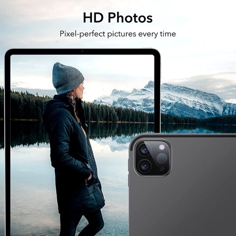 ESR Camera Lens Protector [2 Pack] For iPad Pro 11&quot; &amp; 12.9&quot; 2022 &amp; 2021 &amp; 2020, 9H Tempered Glass Protection, Scratch-Resistant, HD Clarity, 3D Full Coverage Camera Lens Screen Protector - Black