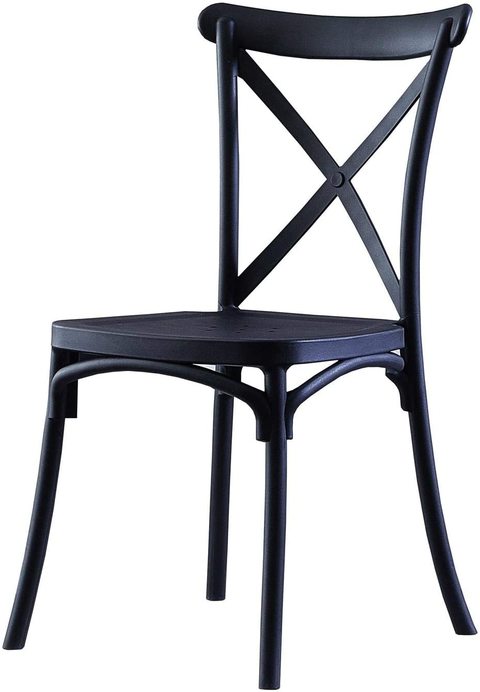 LANNY Seating Products Plastic Crossback Dining Chairs FX01 BLACK Stackable Furniture for Kitchen Living Room Restaurant Evnets